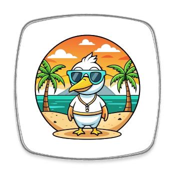 Gans Lustige Cartoon Sommer Strand Sonnenbrille - Viereckiger Kühlschrankmagnet - Weiß - Vorne
