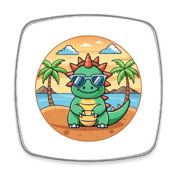 Dragon Funny Cartoon Lunettes de soleil de plage d’été - Magnet carré - blanc - Devant