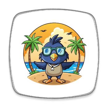 Krähe Lustige Cartoon Sommer Strand Sonnenbrille - Viereckiger Kühlschrankmagnet - Weiß - Vorne