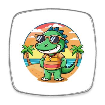 Krokodil Lustige Cartoon Sommer Strand Sonnenbrille - Viereckiger Kühlschrankmagnet - Weiß - Vorne
