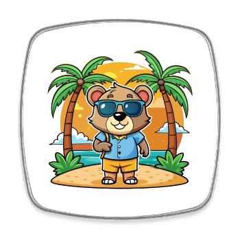 Bär Lustige Cartoon Sommer Strand Sonnenbrille - Viereckiger Kühlschrankmagnet - Weiß - Vorne
