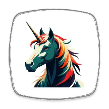 Einhorn Cartoon Figur Buntes Haustier Tier - Viereckiger Kühlschrankmagnet - Weiß - Vorne