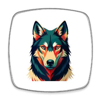 Wolf Cartoon Figur Buntes Haustier Tier - Viereckiger Kühlschrankmagnet - Weiß - Vorne
