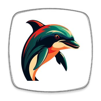 Delphin Cartoon Figur Buntes Haustier Tier - Viereckiger Kühlschrankmagnet - Weiß - Vorne