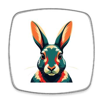 Rabbit Cartoon Character Colorful Pet Animal - Square fridge magnet - white - Front