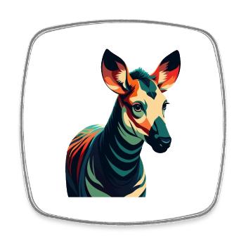 Okapi Zeichentrickfigur Buntes Haustier Tier - Viereckiger Kühlschrankmagnet - Weiß - Vorne