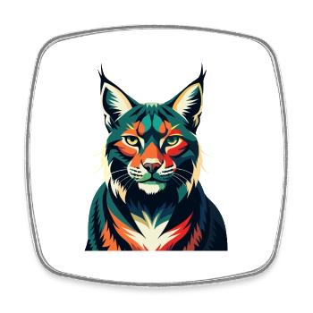 Luchs Zeichentrickfigur Buntes Haustier Tier - Viereckiger Kühlschrankmagnet - Weiß - Vorne