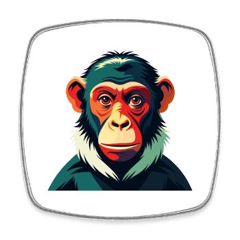 Singe Dessin Animé Personnage Animal De Compagnie Coloré - Magnet carré - blanc - Devant