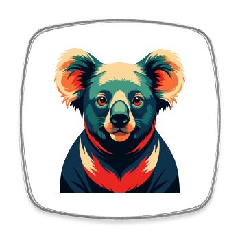 Koala Zeichentrickfigur Buntes Haustier Tier - Viereckiger Kühlschrankmagnet - Weiß - Vorne
