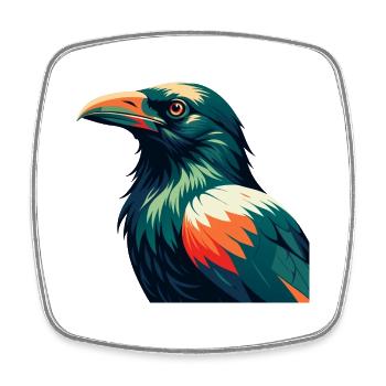 Crow Cartoon Character Colorful Pet Animal - Square fridge magnet - white - Front