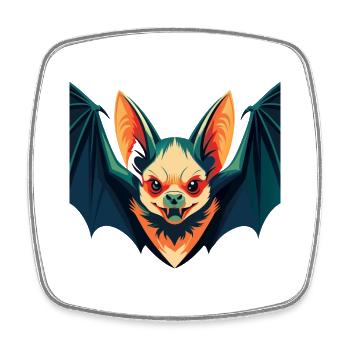 Fledermaus Cartoon Figur Buntes Haustier Tier - Viereckiger Kühlschrankmagnet - Weiß - Vorne