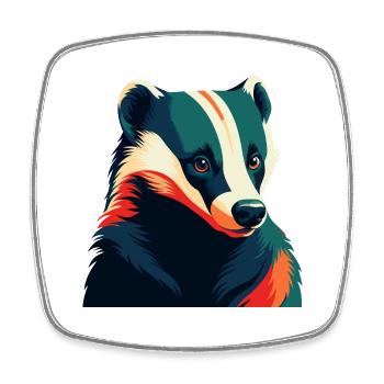 Badger Cartoon Character Colorful Pet Animal - Square fridge magnet - white - Front