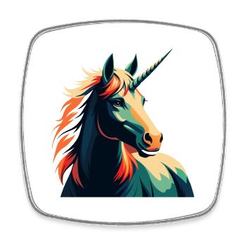 Einhorn Cartoon Figur Buntes Haustier Tier - Viereckiger Kühlschrankmagnet - Weiß - Vorne
