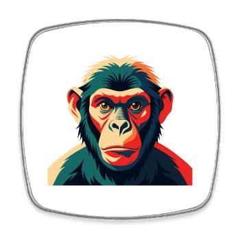 Singe Dessin Animé Personnage Animal De Compagnie Coloré - Magnet carré - blanc - Devant