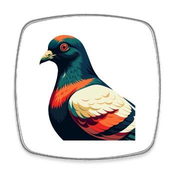 Pigeon Cartoon Character Colorful Pet Animal - Square fridge magnet - white - Front