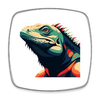 Iguana Cartoon Character Colorful Pet Animal - Square fridge magnet - white - Front