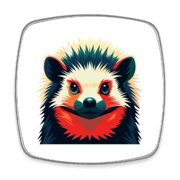 Igel Cartoon Figur Buntes Haustier Tier - Viereckiger Kühlschrankmagnet - Weiß - Vorne