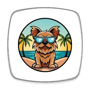 Brüsseler Griffon Hunderasse Cartoon Sonnenbrille Strand - Viereckiger Kühlschrankmagnet - Weiß - Vorne