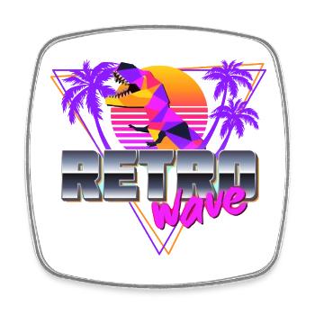 Synthwave Dinosaur - Square fridge magnet - white - Front
