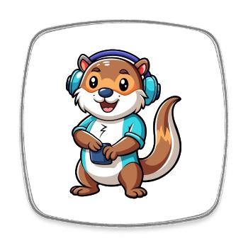 Otter Lustige Zeichentrickfigur Kopfhörer Musik - Viereckiger Kühlschrankmagnet - Weiß - Vorne