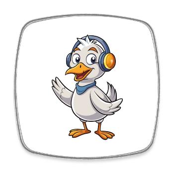 Gans Lustige Zeichentrickfigur Kopfhörer Musik - Viereckiger Kühlschrankmagnet - Weiß - Vorne