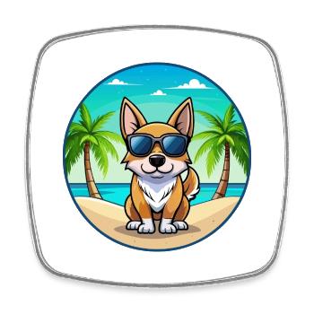 Schwedische Vallhund Hunderasse Cartoon Sonnenbrille Strand - Viereckiger Kühlschrankmagnet - Weiß - Vorne