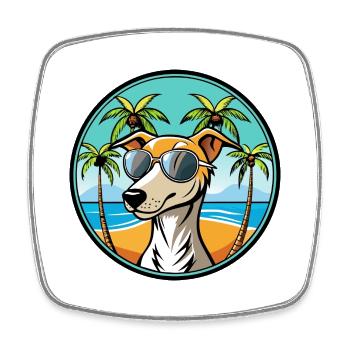 Whippet Hund Rasse Cartoon Sonnenbrille Strand - Viereckiger Kühlschrankmagnet - Weiß - Vorne