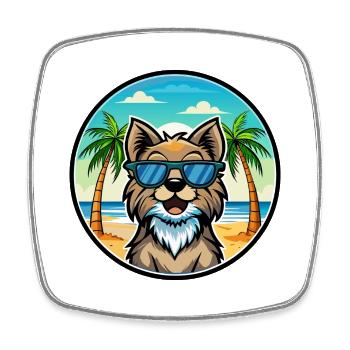 Schwedische Lapphund Hunderasse Cartoon Sonnenbrille Strand - Viereckiger Kühlschrankmagnet - Weiß - Vorne