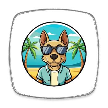 Thai Ridgeback Dog Breed Cartoon Sunglasses Beach - Square fridge magnet - white - Front