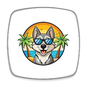 Schwedischer Elchhund Hunderasse Cartoon Sonnenbrille Strand - Viereckiger Kühlschrankmagnet - Weiß - Vorne