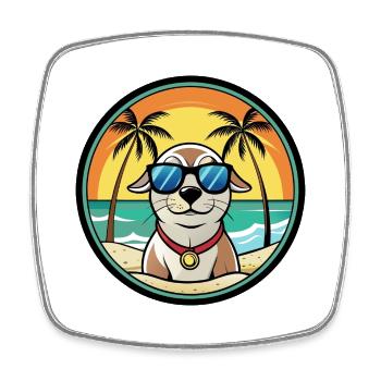 Seskar phoque chien race dessin animé lunettes de soleil plage - Magnet carré - blanc - Devant