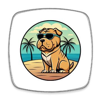 Shar Pei Hunderasse Cartoon Sonnenbrille Strand - Viereckiger Kühlschrankmagnet - Weiß - Vorne