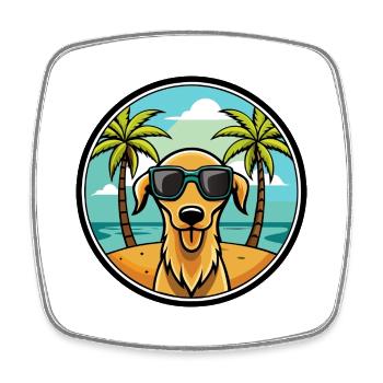Sloughi Hunderasse Cartoon Sonnenbrille Strand - Viereckiger Kühlschrankmagnet - Weiß - Vorne