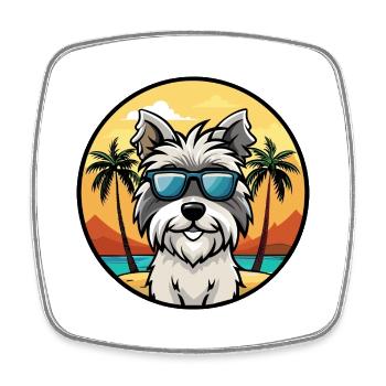 Skye Terrier Hunderasse Cartoon Sonnenbrille Strand - Viereckiger Kühlschrankmagnet - Weiß - Vorne