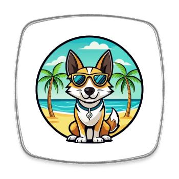 Spielzeug Foxterrier Hund Rasse Cartoon Sonnenbrille Strand - Viereckiger Kühlschrankmagnet - Weiß - Vorne