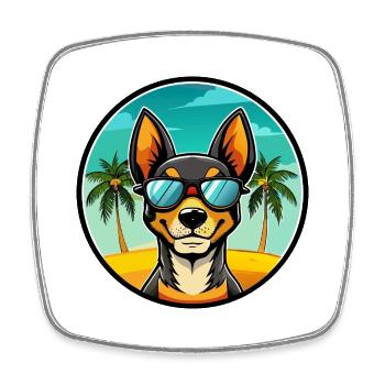 Spielzeug Manchester Terrier Hunderasse Cartoon Strand - Viereckiger Kühlschrankmagnet - Weiß - Vorne