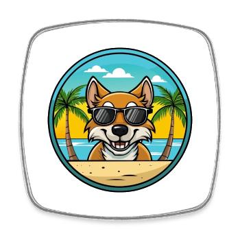 Tiroler Bracke Hunderasse Cartoon Sonnenbrille Strand - Viereckiger Kühlschrankmagnet - Weiß - Vorne