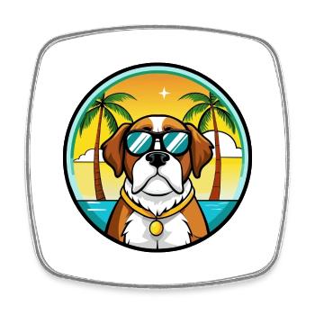 Bernhardiner Hunderasse Cartoon Sonnenbrille Strand - Viereckiger Kühlschrankmagnet - Weiß - Vorne