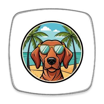 Drahthaar Vizsla Hund Rasse Cartoon Sonnenbrille Strand - Viereckiger Kühlschrankmagnet - Weiß - Vorne