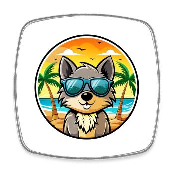 Schipperke Hunderasse Cartoon Sonnenbrille Strand - Viereckiger Kühlschrankmagnet - Weiß - Vorne