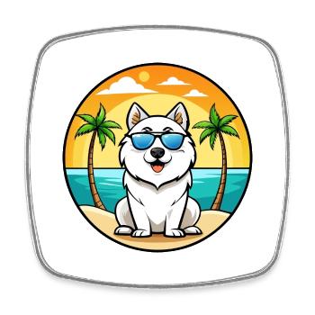 Samojede Hunderasse Cartoon Sonnenbrille Strand - Viereckiger Kühlschrankmagnet - Weiß - Vorne