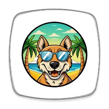Russischer Jagdhund Rasse Cartoon Sonnenbrille Strand - Viereckiger Kühlschrankmagnet - Weiß - Vorne