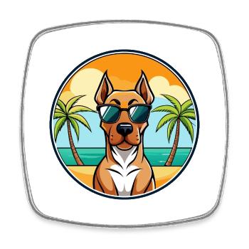 Rhodesian Ridgeback Hunderasse Cartoon Sonnenbrille - Viereckiger Kühlschrankmagnet - Weiß - Vorne
