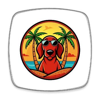 Redbone Coonhound Hunderasse Cartoon Sonnenbrille Strand - Viereckiger Kühlschrankmagnet - Weiß - Vorne