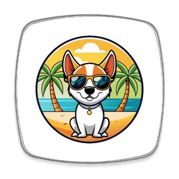 Rat Terrier Hund Rasse Cartoon Sonnenbrille Strand - Viereckiger Kühlschrankmagnet - Weiß - Vorne