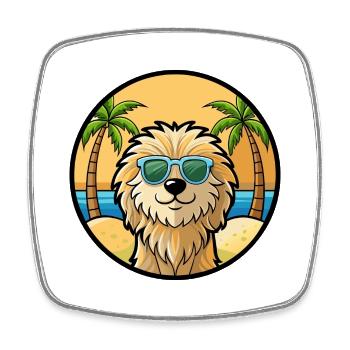 Puli Chien Race Dessin Animé Lunettes De Soleil Plage - Magnet carré - blanc - Devant