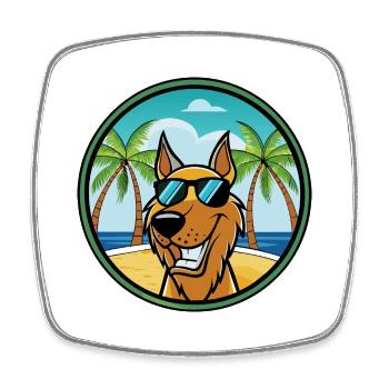 Jugoslawischer Windhund Hunderasse Cartoon Sonnenbrille Strand - Viereckiger Kühlschrankmagnet - Weiß - Vorne