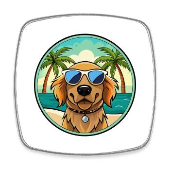 Picardie Spaniel Hund Rasse Cartoon Sonnenbrille Strand - Viereckiger Kühlschrankmagnet - Weiß - Vorne