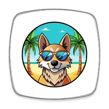 Slovensky Kopov Hunderasse Cartoon Sonnenbrille Strand - Viereckiger Kühlschrankmagnet - Weiß - Vorne