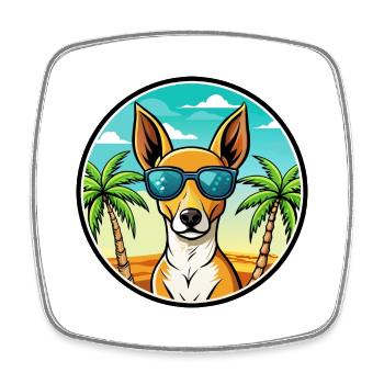 Podenco Canario Hunderasse Cartoon Sonnenbrille Strand - Viereckiger Kühlschrankmagnet - Weiß - Vorne